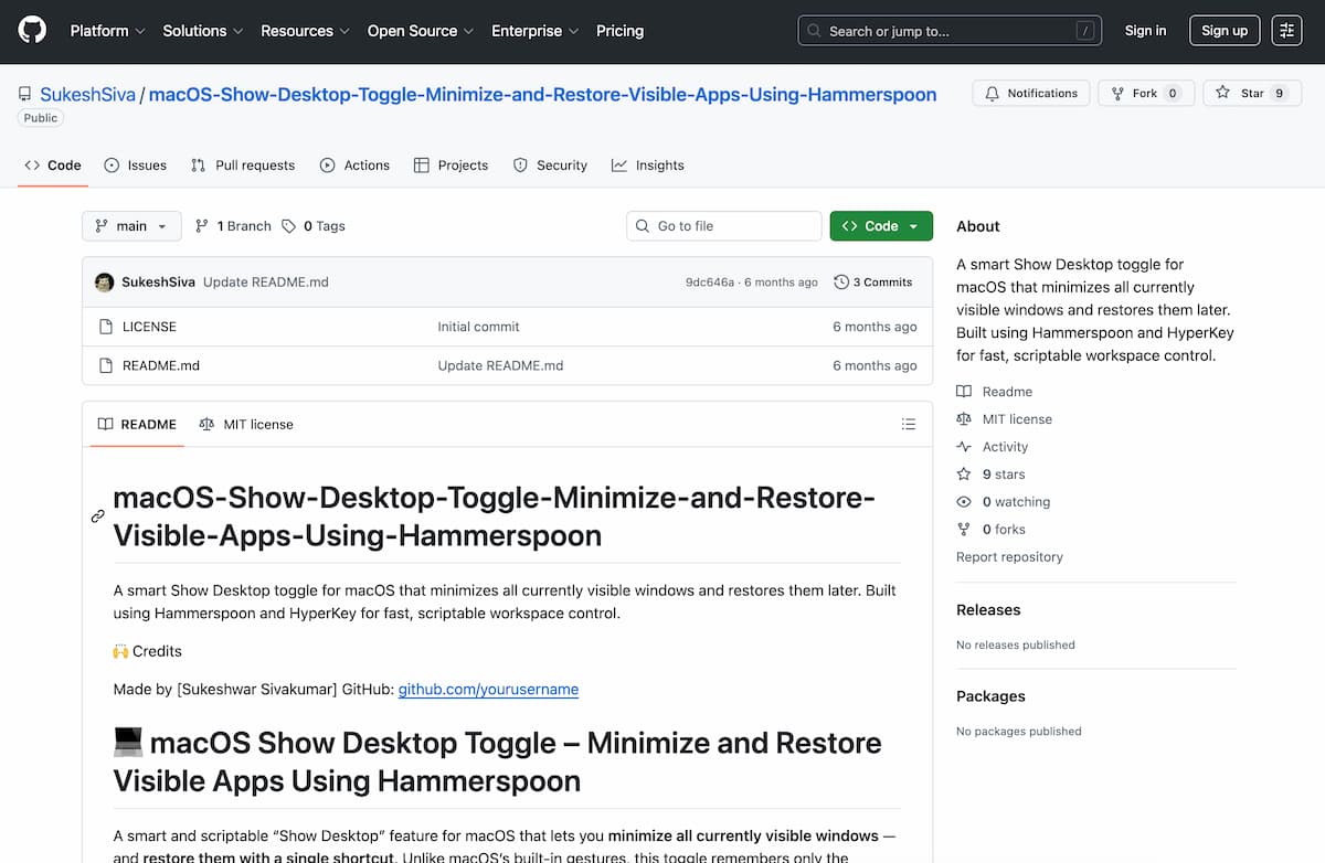 Hammerspoon. Аналог Win + D на Mac